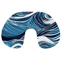 Abstract Blue Ocean Wave Travel Neck Pillow by Jack14