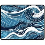 Abstract Blue Ocean Wave Two Sides Fleece Blanket (Medium) 58.8 x47.4  Blanket Back