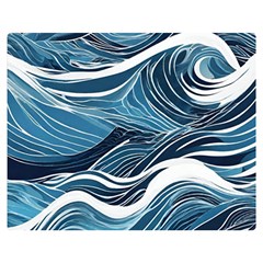 Abstract Blue Ocean Wave Two Sides Premium Plush Fleece Blanket (medium) by Jack14