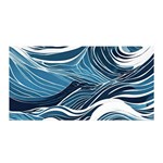 Abstract Blue Ocean Wave Satin Wrap 35  x 70  Front