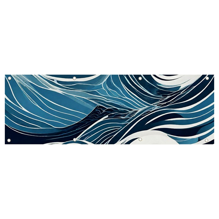 Abstract Blue Ocean Wave Banner and Sign 9  x 3 