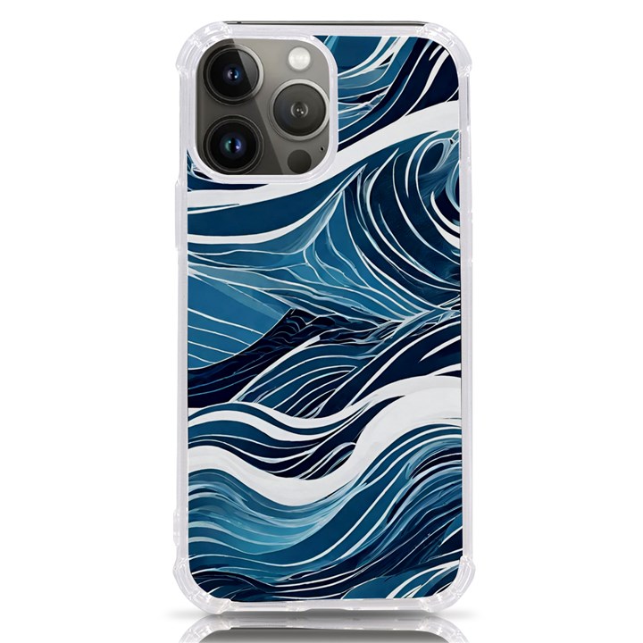 Abstract Blue Ocean Wave iPhone 13 Pro Max TPU UV Print Case