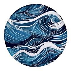 Abstract Blue Ocean Wave Round Glass Fridge Magnet (4 Pack) by Jack14