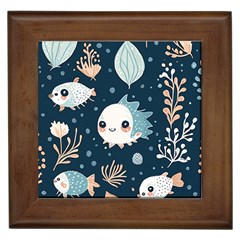 Fish Pattern Framed Tile by Valentinaart