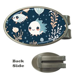 Fish Pattern Money Clips (oval)  by Valentinaart