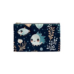 Fish Pattern Cosmetic Bag (small) by Valentinaart