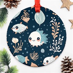 Fish Pattern Ornament (round) by Valentinaart