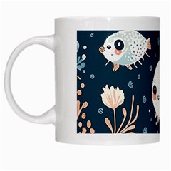 Fish Pattern White Mug by Valentinaart