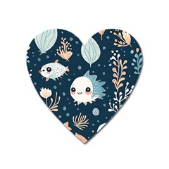 Fish Pattern Heart Magnet by Valentinaart