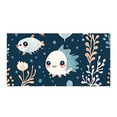 Fish Pattern Satin Wrap 35  X 70 