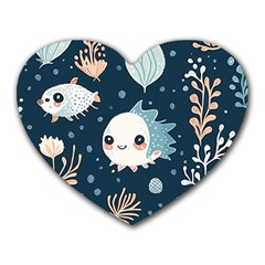 Fish Pattern Heart Mousepad