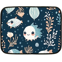 Fish Pattern Two Sides Fleece Blanket (mini) by Valentinaart