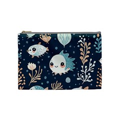 Fish Pattern Cosmetic Bag (medium) by Valentinaart