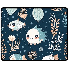 Fish Pattern Two Sides Fleece Blanket (medium) by Valentinaart