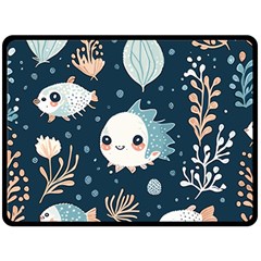 Fish Pattern Two Sides Fleece Blanket (large) by Valentinaart