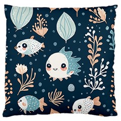 Fish Pattern Standard Premium Plush Fleece Cushion Case (one Side) by Valentinaart