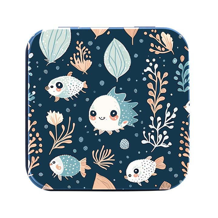 Fish pattern Square Metal Box (Black)