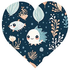 Fish Pattern Wooden Puzzle Heart by Valentinaart