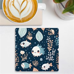 Fish Pattern Uv Print Square Tile Coaster  by Valentinaart