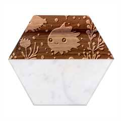 Fish Pattern Marble Wood Coaster (hexagon)  by Valentinaart