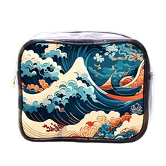 Wave Pattern Mini Toiletries Bag (one Side) by Valentinaart