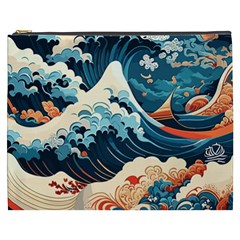 Wave Pattern Cosmetic Bag (xxxl) by Valentinaart