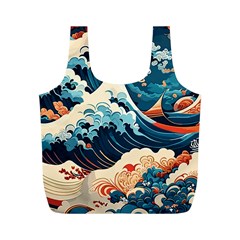 Wave Pattern Full Print Recycle Bag (m) by Valentinaart