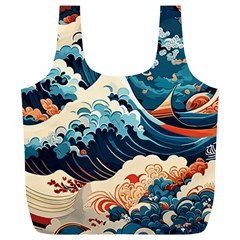 Wave Pattern Full Print Recycle Bag (xl) by Valentinaart