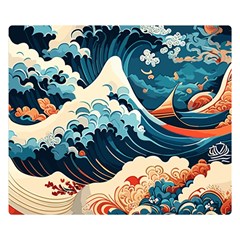 Wave Pattern Two Sides Premium Plush Fleece Blanket (small) by Valentinaart