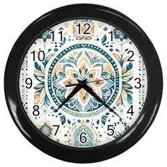 Boho Pattern Wall Clock (black) by Valentinaart