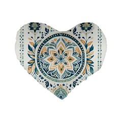 Boho Pattern Standard 16  Premium Flano Heart Shape Cushions by Valentinaart