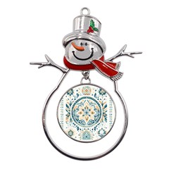 Boho Pattern Metal Snowman Ornament