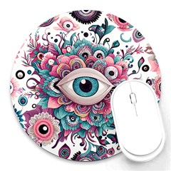 Eyes Pattern Round Mousepad by Valentinaart