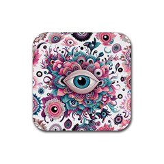 Eyes Pattern Rubber Coaster (square) by Valentinaart