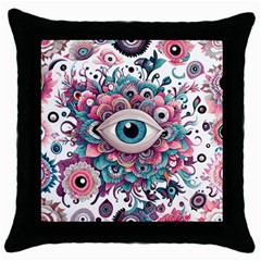 Eyes Pattern Throw Pillow Case (black) by Valentinaart