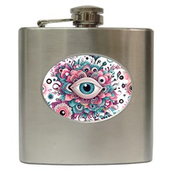 Eyes Pattern Hip Flask (6 Oz) by Valentinaart