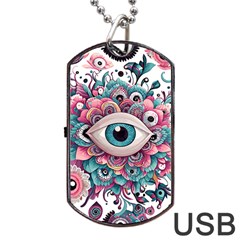 Eyes Pattern Dog Tag Usb Flash (one Side) by Valentinaart