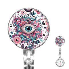 Eyes Pattern Stainless Steel Nurses Watch by Valentinaart