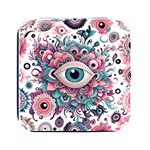 Eyes pattern Square Metal Box (Black) Front