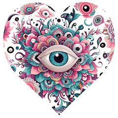 Eyes Pattern Wooden Puzzle Heart by Valentinaart