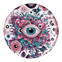 Eyes Pattern Round Glass Fridge Magnet (4 Pack) by Valentinaart