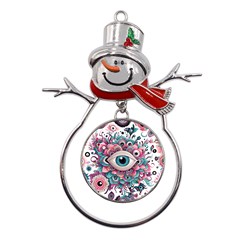 Eyes Pattern Metal Snowman Ornament