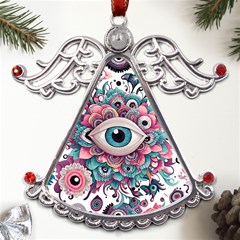 Eyes Pattern Metal Angel With Crystal Ornament by Valentinaart