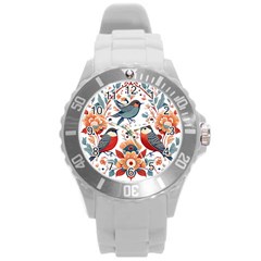 Birds Round Plastic Sport Watch (l) by Valentinaart