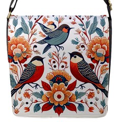 Birds Flap Closure Messenger Bag (s) by Valentinaart