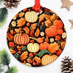 Thanksgiving Pattern Ornament (round) by Valentinaart