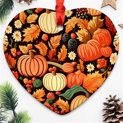 Thanksgiving Pattern Ornament (heart) by Valentinaart