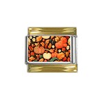 Thanksgiving pattern Gold Trim Italian Charm (9mm) Front