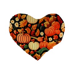 Thanksgiving Pattern Standard 16  Premium Flano Heart Shape Cushions by Valentinaart