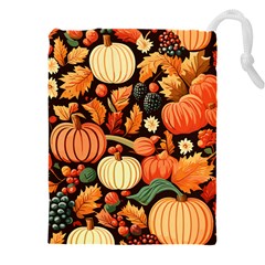 Thanksgiving Pattern Drawstring Pouch (5xl) by Valentinaart